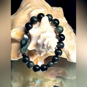 OBSIDIAN + KAMBABA NATURAL BRACELET size 7.5”